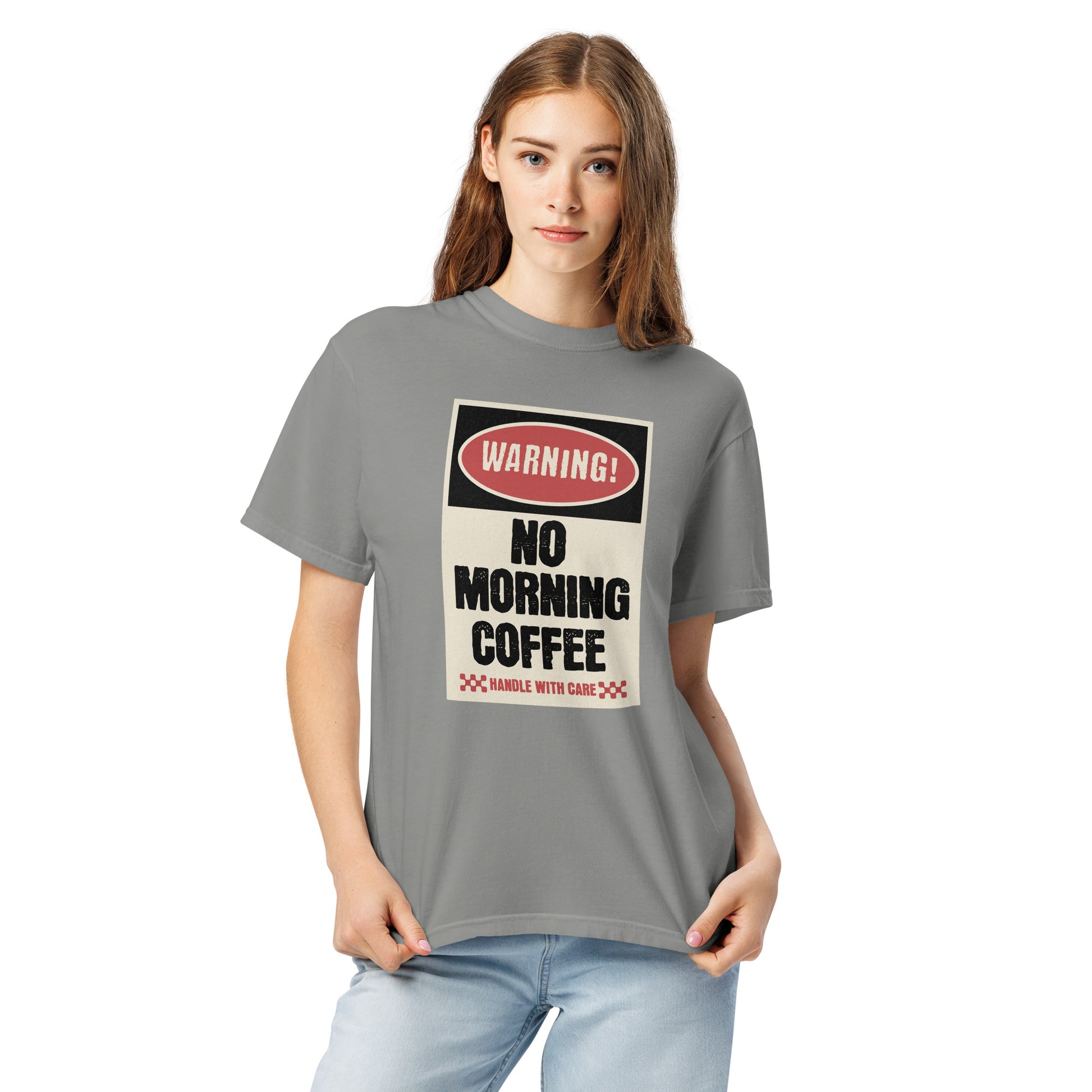 No morning coffee warning t-shirt design